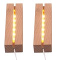 Lyshujli 2Pcs Warm Light Wooden LED Light Stand Base, 6 Rectangle Wood Display Pedestal Led Light Base Night Light Base for Acry