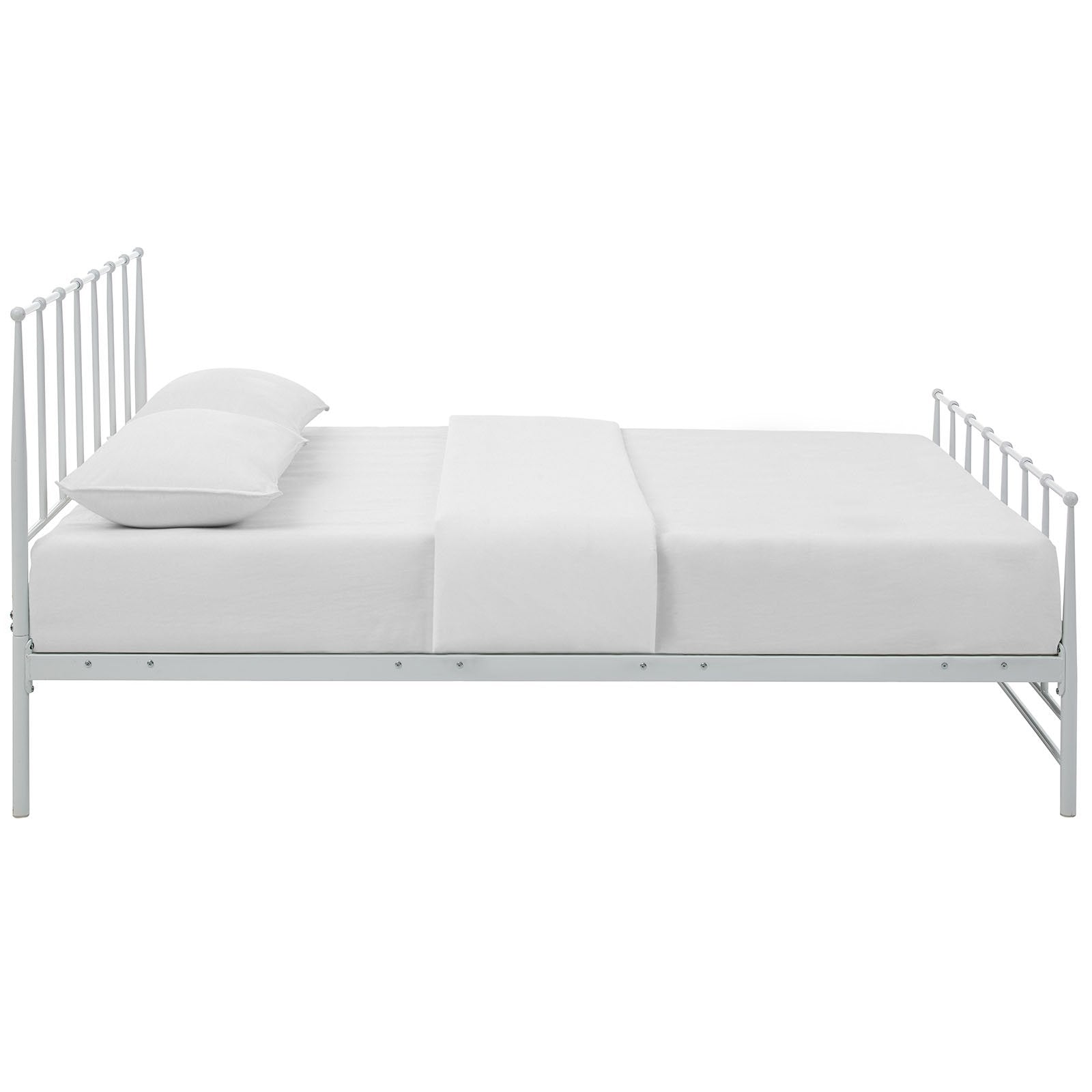 Modway Estate Steel Metal Queen Platform Bed With Metal Slat Support In White