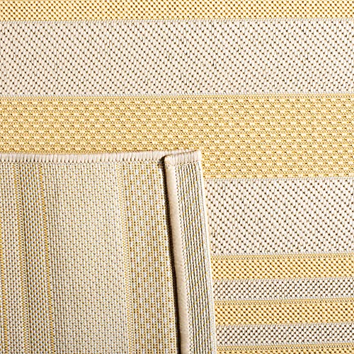 Safavieh Courtyard Collection 2' X 3'7'' Gold/Beige Cy6062 Nautical Coastal Stripe Indoor/-Outdoor Waterproof Easy-Cleaning Pati