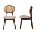 Baxton Studio Darrion Mid-Century Fabric Dining Chair, Grey/Walnut Brown/Light Brown, 2/Set (234-2P-13291-HT)