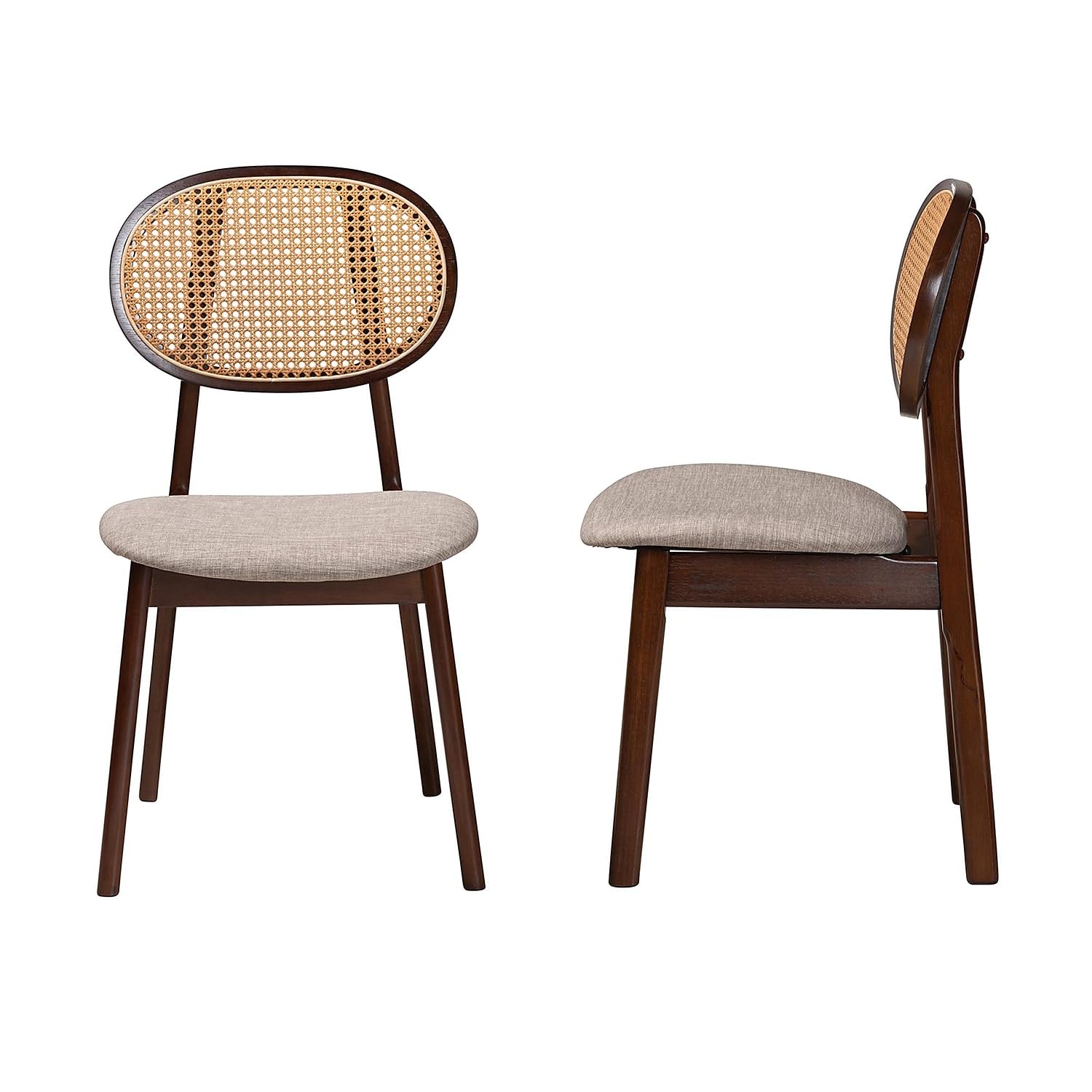 Baxton Studio Darrion Mid-Century Fabric Dining Chair, Grey/Walnut Brown/Light Brown, 2/Set (234-2P-13291-HT)