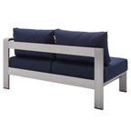 Modway Eei-4222-Slv-Nav Shore Sunbrella Patio Right-Arm In Silver Navy, 27.5 X 53 X 25