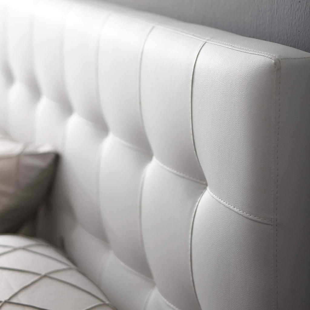 Modway Lily Full Tufted Faux Leather Headboard in White - Stylish Upholstered Design for Modern Bedrooms