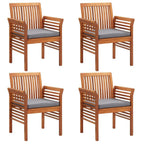 vidaXL 4X Solid Wood Acacia Patio Dining Chairs with Cushions Garden Outdoor Leisure Dining Dinner Dinette Lounge Seat Armchair Furniture