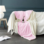 Lbro2M Sherpa Fleece Bed Blanket Queen Size Super Soft Fuzzy Plush Warm Cozy Fluffy Microfiber Couch Throw Velvet Double Reversible Luxurious Blankets,Pink