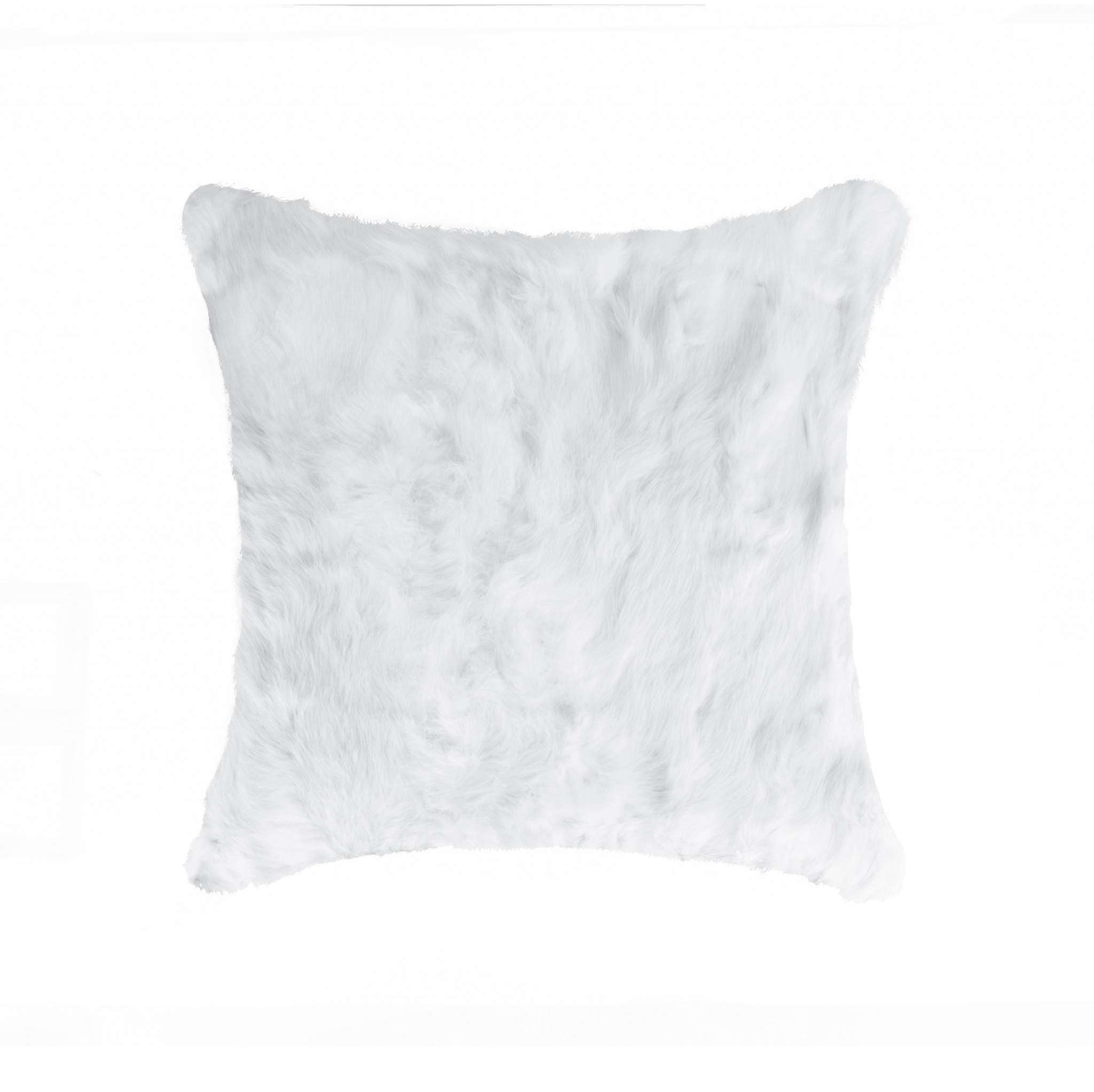 HomeRoots Decor 5-inch x 18-inch x 18-inch 100% Natural Rabbit Fur White Pillow