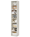 VEVOR 8 Tiers Narrow Bookshelf, 71 in Wooden Tall Open Bookcase with Height-Adjustable Shelf, Freestanding Display Storage Floor