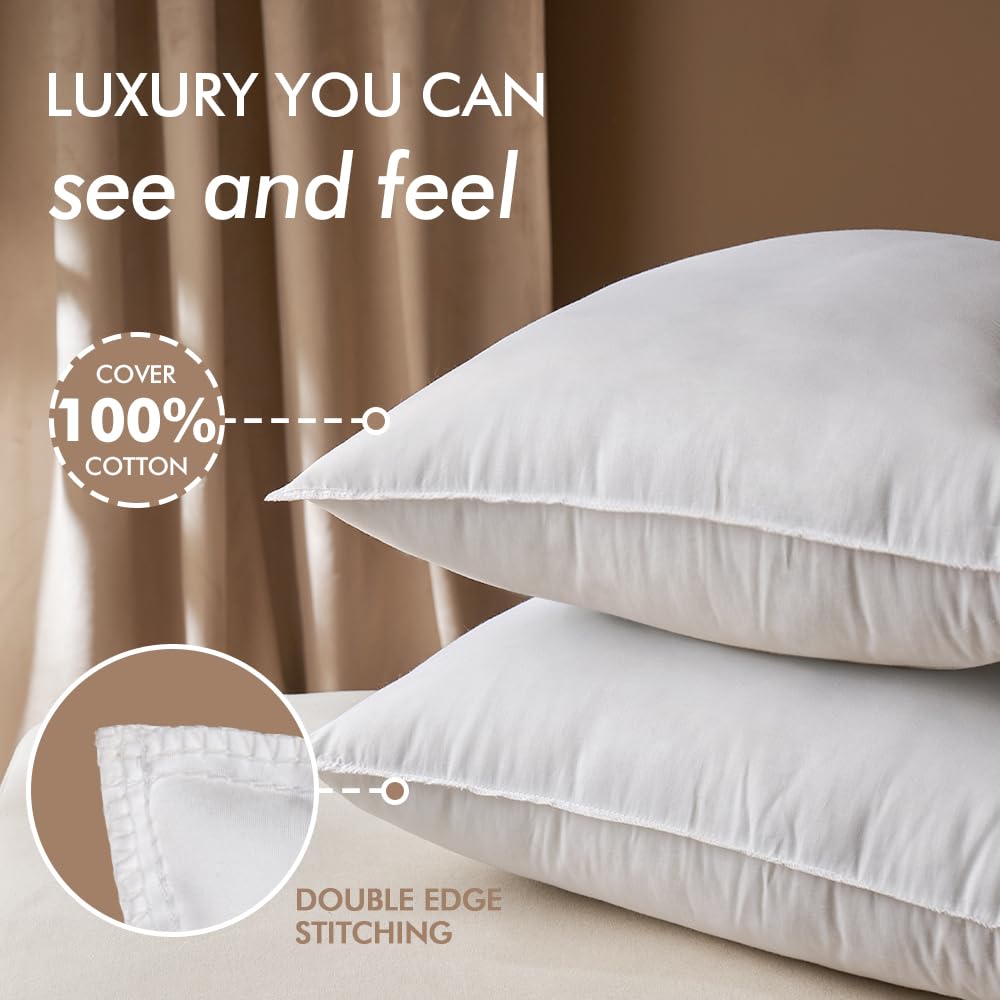Miulee 22X22 Down Alternative Pillow Insert Euro Decorative Throw Pillow 22 Inch Body Pillow Bed Sleeping Pillow Ultra Soft Fluf