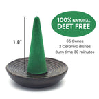 Rrtppt Citronella Incense Cones With 2 Ceramic Dishes | Made With Plant-Based Ingredients | Citronella Oil | Lemongrass Oil | Ro