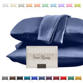 Elegant Comfort Silky And Luxurious 2-Piece Satin Pillowcase Set For Healthier Skin And Hair, Hidden Zipper Closure And Beautifully Packaged, Satin Pillowcase Set, Standard/Queen, Navy Blue