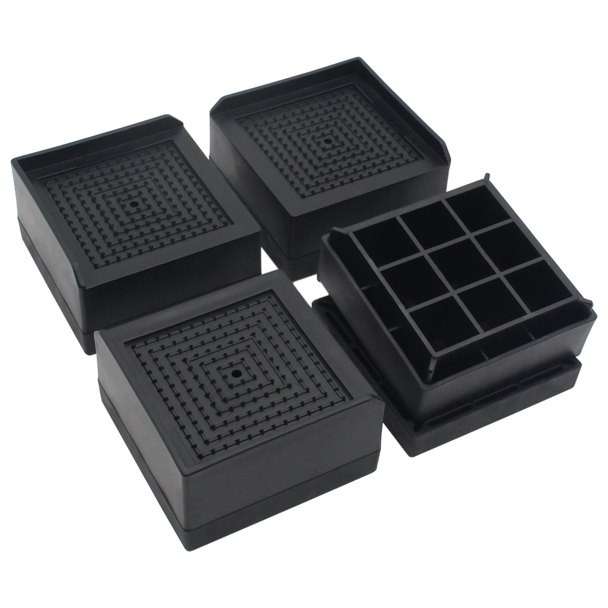 Hanihua 4 Sets Black Bed Risers Furniture Risers 1.5 Inch, Heavy Duty Bed Lifts Risers For Table, Sofa, Chair, Couch, Desk, Adju