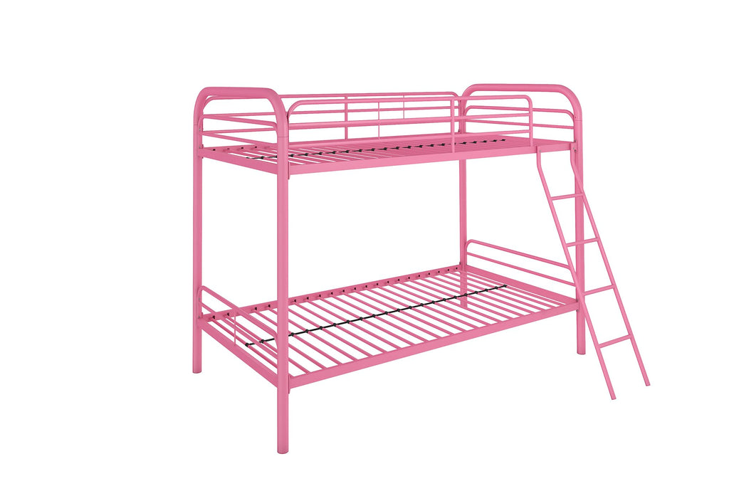DHP Metal Twin over Twin Bunk Bed with Ladder, Pink, 5417296
