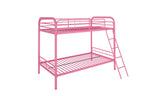DHP Metal Twin over Twin Bunk Bed with Ladder, Pink, 5417296
