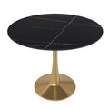 Bristol 35 round dining table Gold base with White Sintered stone Top