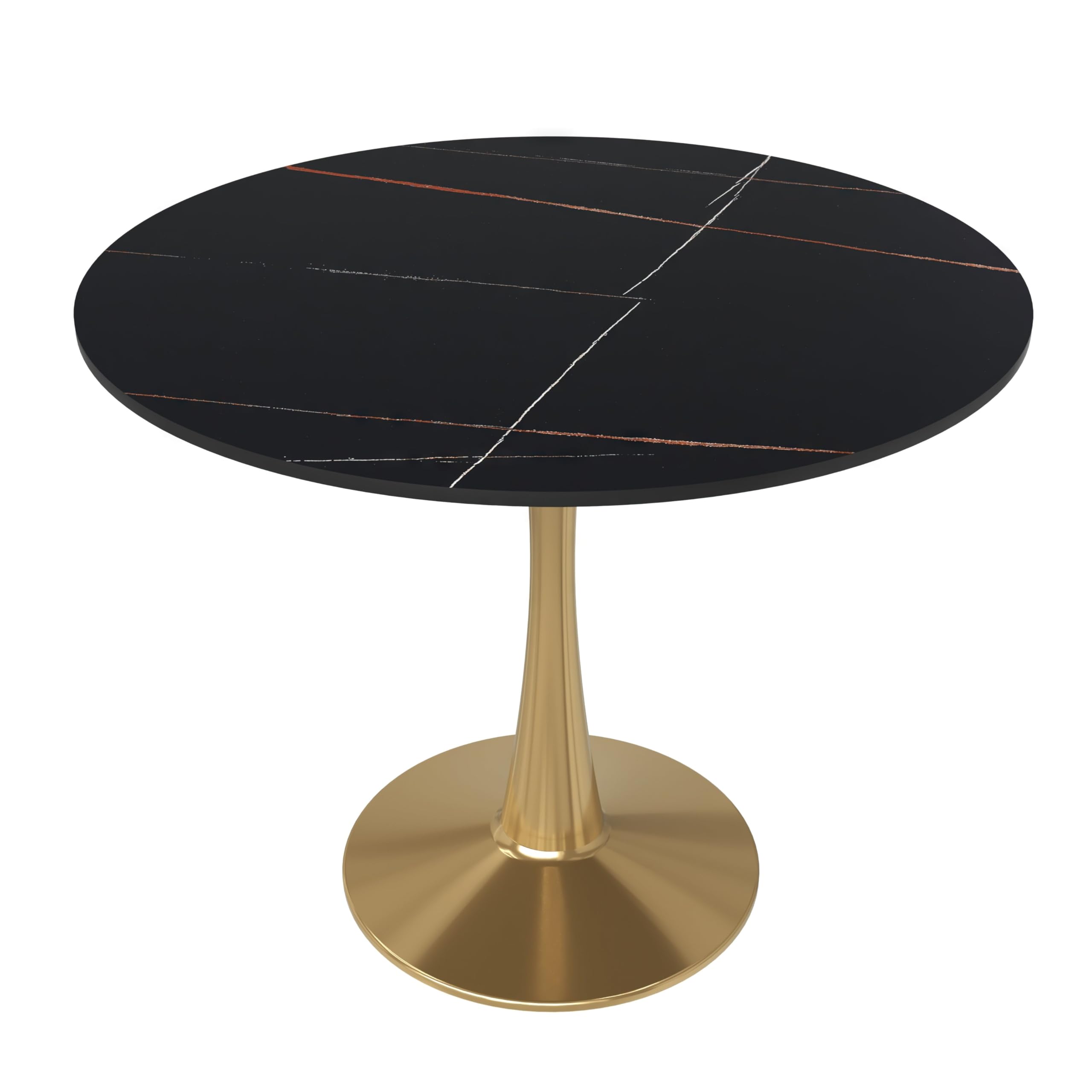 Bristol 31 round dining table Gold base with White Sintered stone Top