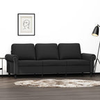 vidaXL Velvet 3-Seater Sofa - Modern Design with Metal Frame, Thickly Padded Seat and Armrest, Comfortable Back Pillows - Black