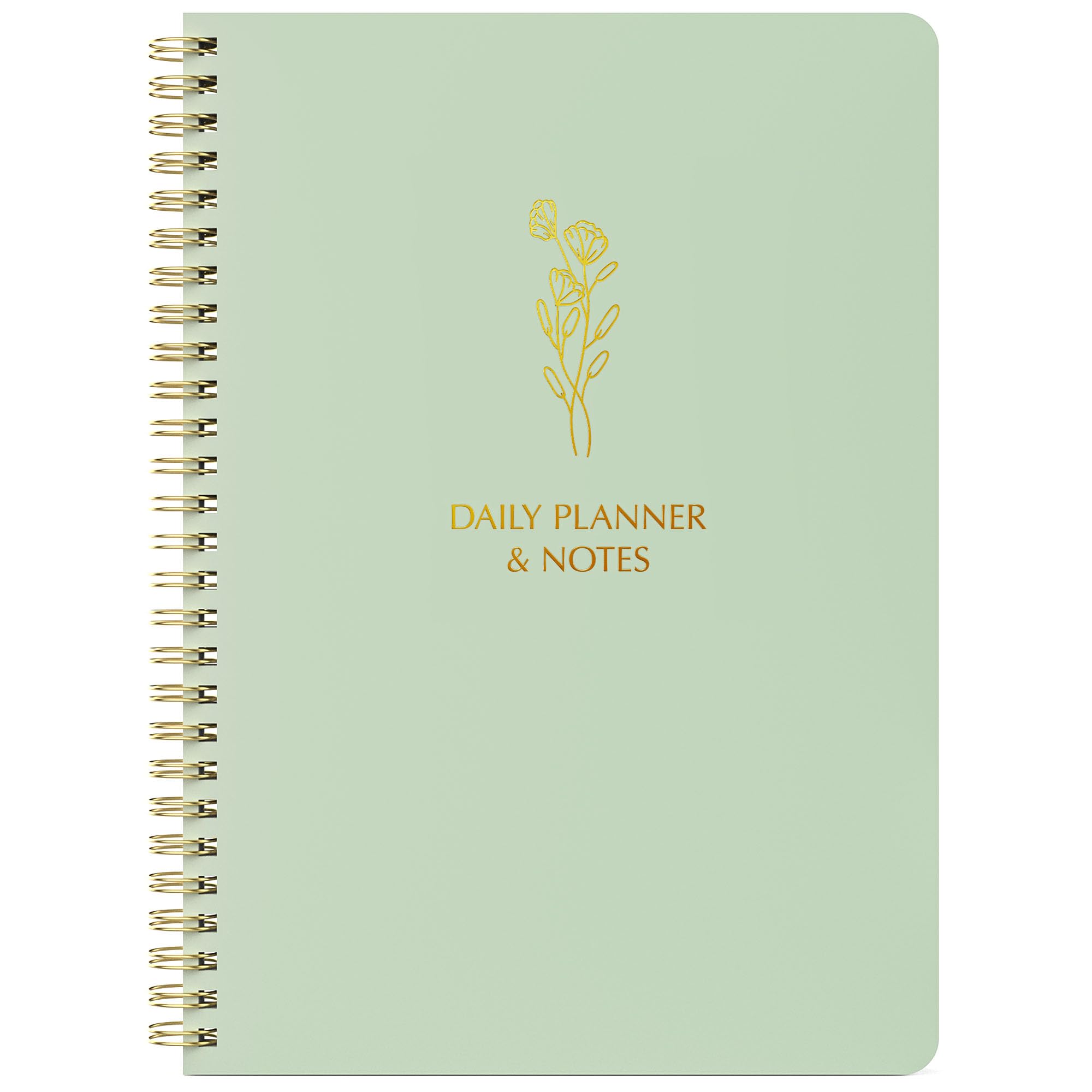 Simple Daily Planner Undated With Hourly Schedule - 6.5X9.25' Sage Green Day Planner & Spiral To Do List Notebook - Aesthetic A