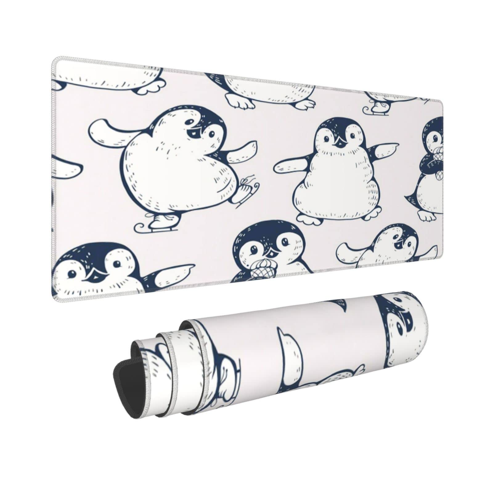 Large Mouse Pad Mat, Cute Penguins Christmas Desk Mat Xxl Extended Gaming Mouse Pad, Non-Slip Laptop Computer Keyboard Mouse Mat
