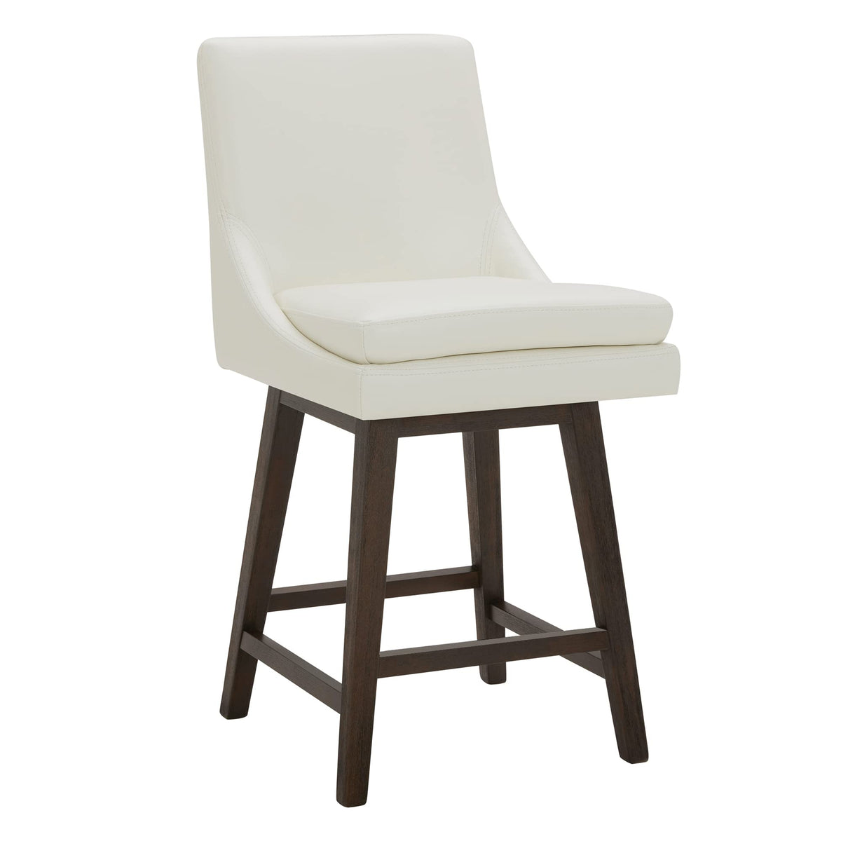Chita Counter Height Swivel Barstool, Fsc Certified Upholstered Bar Stool, 26.8' H Seat Height, Pu Leather In Pure White
