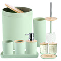 iMucci 9Pcs Pastel Green Bathroom Accessories Set - with Trash Can,Toilet Brush,Toothbrush Holder, Lotion Soap Dispenser, Soap D