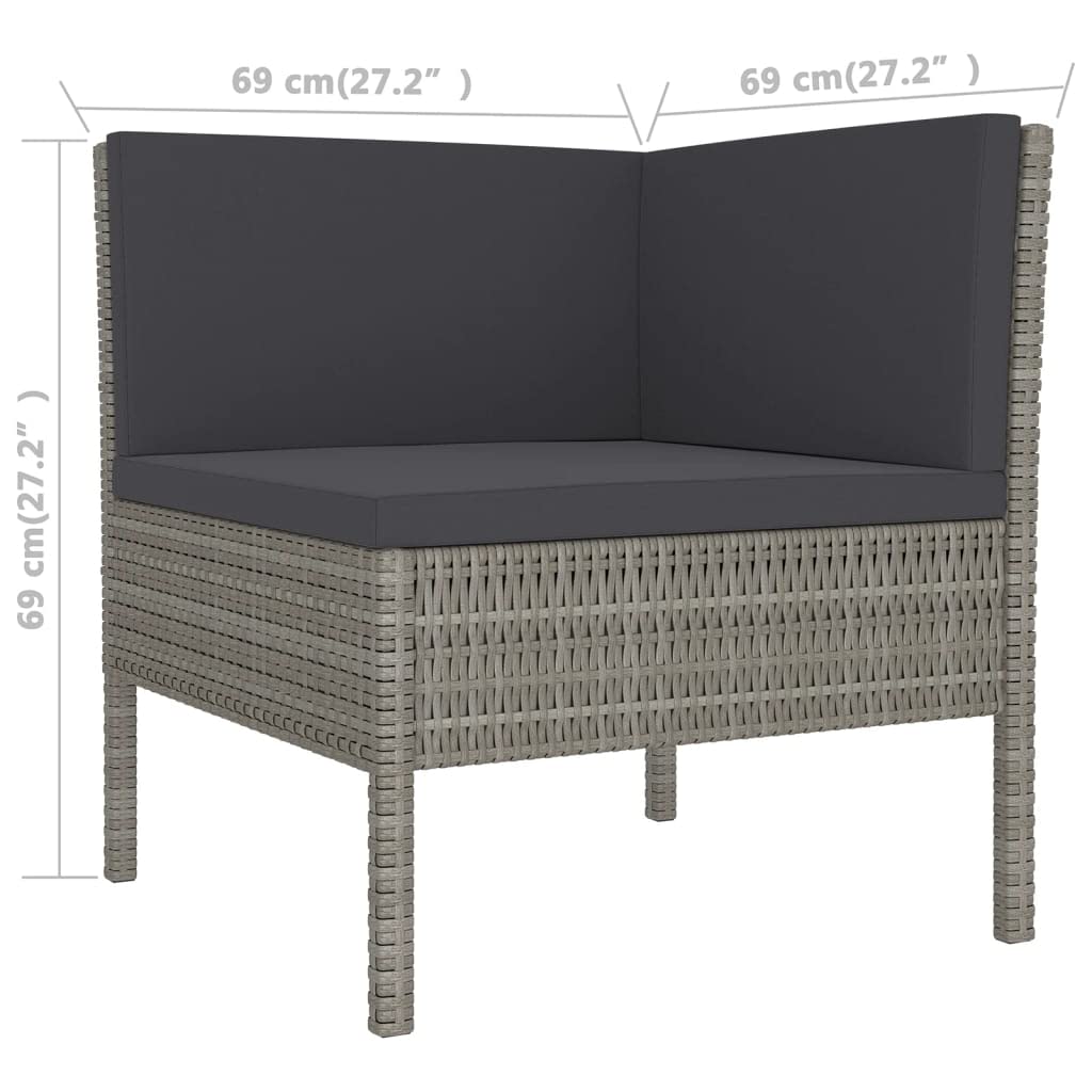 vidaXL Garden Lounge Set 12 Piece, Sectional Sofa for Outdoor, Couch with Cushions, Patio Lounge Set, Farmhouse Modern, Poly Rattan Gray