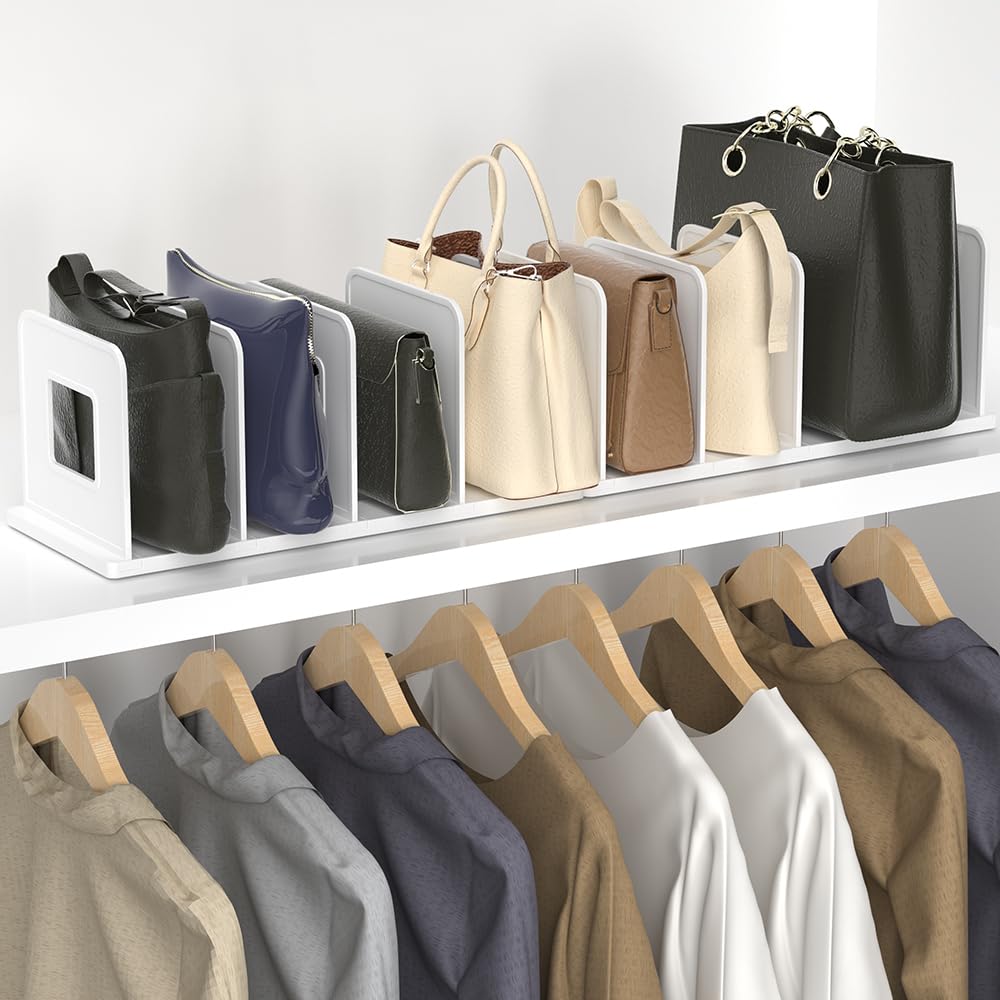 Moryimi Purse Organizer For Closet Shelf, Adjustable Purse Storage Organizer, Shelf Dividers Handbag Organizers For Closets, Pur