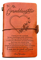To My Granddaughter Leather Journal I Am So Proud Of You Writing Journey Drawing Sketch Book 120 Page Travel Diary Refillable No