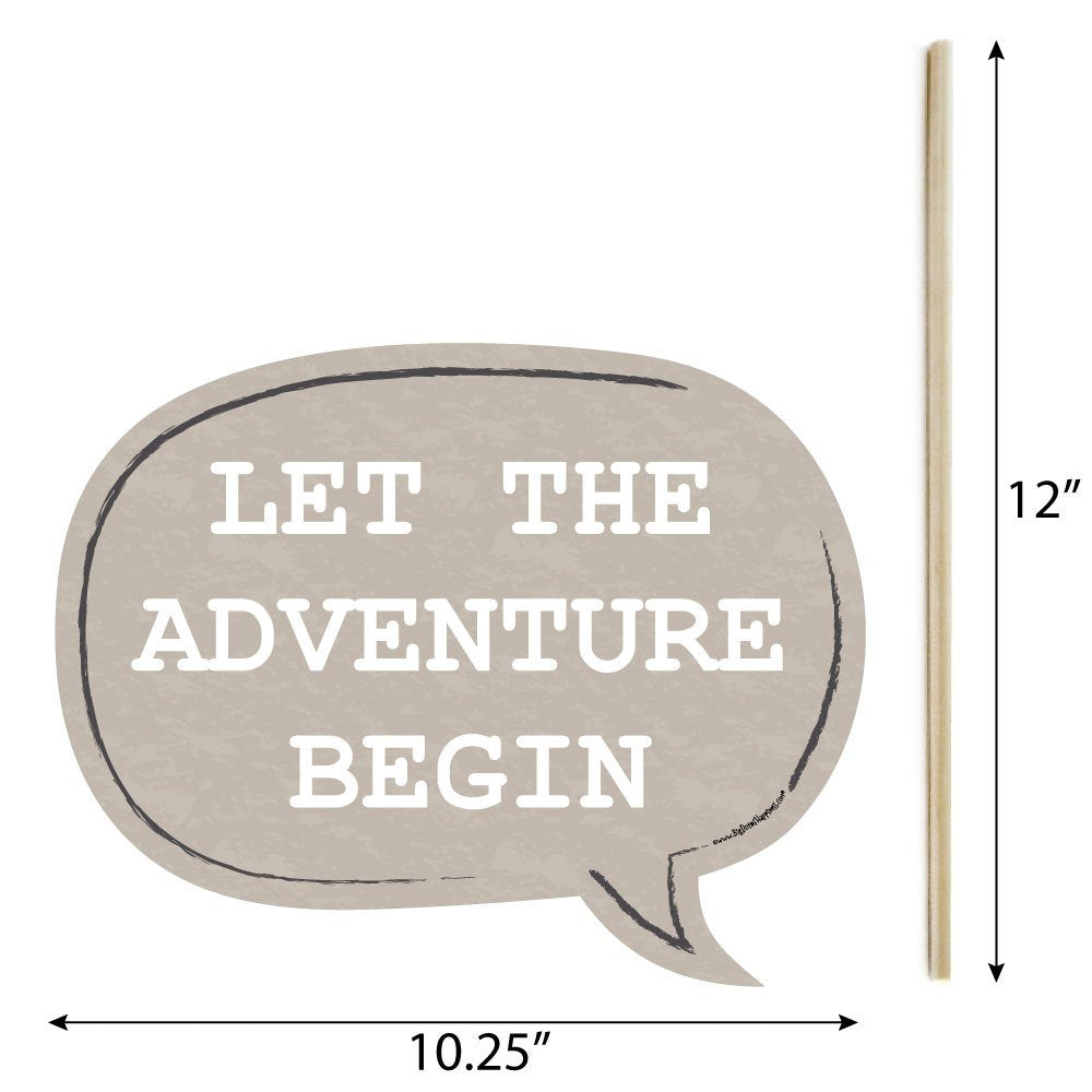 Big Dot Of Happiness Funny World Awaits - Travel Themed Photo Booth Props Kit - 10 Piece