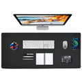 Mouse Pad With Wireless Charging Desk Mat With Wireless Charger Desk Pad Large 32X16 Waterproof Black Leather Computer Mat Mouse