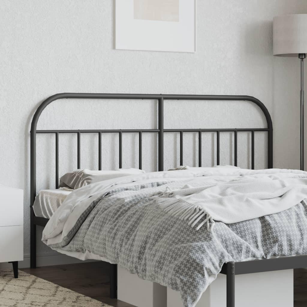 vidaXL Black Metal Headboard - Robust Steel Construction, Classic Design, Ideal for Reading or Watching TV, Assembly Required, Compatible with Round Tube Beds