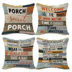 (Rb) Porch Sweet Porch Throw Pillow Case, 18 X 18 Inch Set Of 4, Front Porch Bench Decorations, Housewarming Gift, Porch Decor,