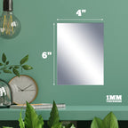 Performore Self Adhesive Plastic Mirror Sheets, 4X6 Inches Flexible Non Glass Body Mirror Tiles With Clear Protective Film Peel