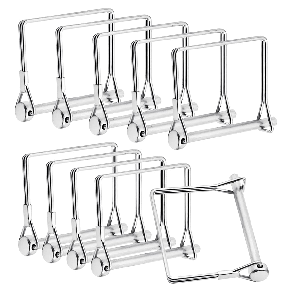 Famgee 10 Pieces Square Shaft Locking Pin Coupler Wire Lock Pin Hitch Pin For Farm Trailers Wagons Lawn Garden Hitches 1/4 Inch