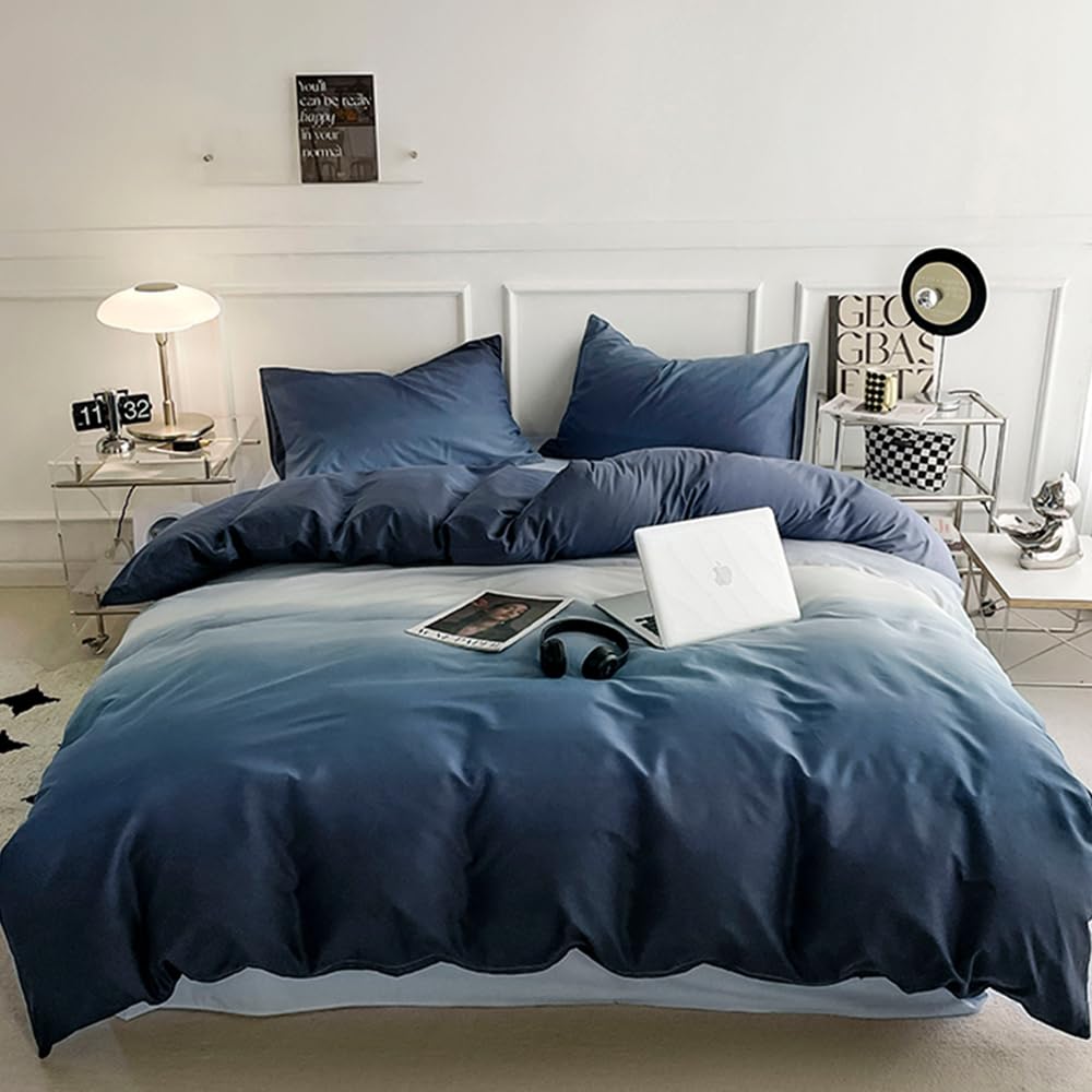 Clothknow Blue Comforter Set Full Gradient Blue White Bedding Comforter Sets Full Sky Blue Bed Comforter Sets Soft Blue Bedding Sets Cozy Blue Comforter 3Pcs Blue Comforter Sets Full