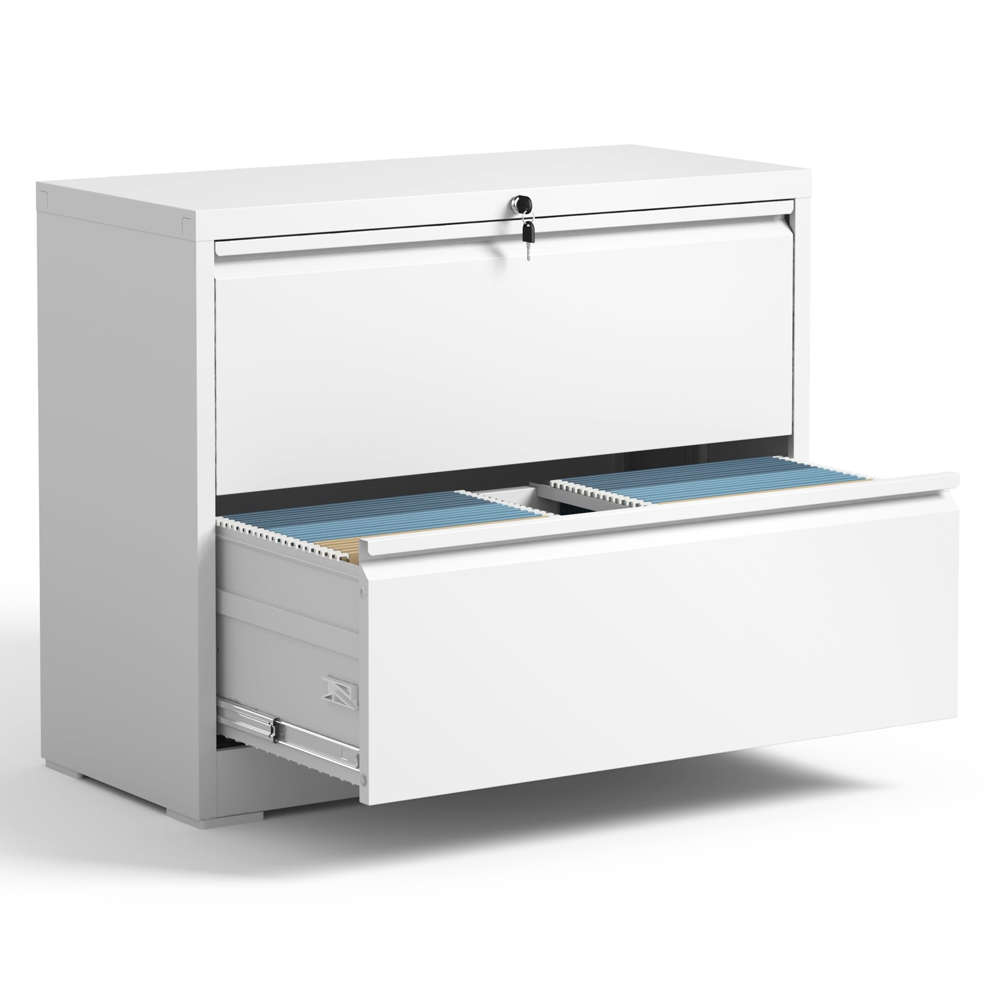 IKIMI Lateral File Cabinets 2 Drawer,Metal Lateral Filing Cabinet for Home Office,Wide Steel Storage Cabinet Commercial Drawer f
