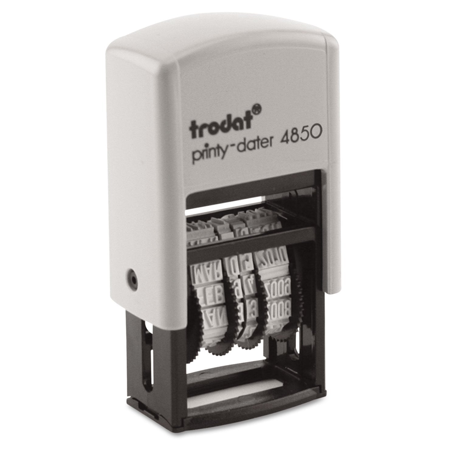 Trodat E4850L Trodat Econ Micro 5-In-1 Message Stamp, Dater, Self-Inking, 1 X 3/4, Blue/Red