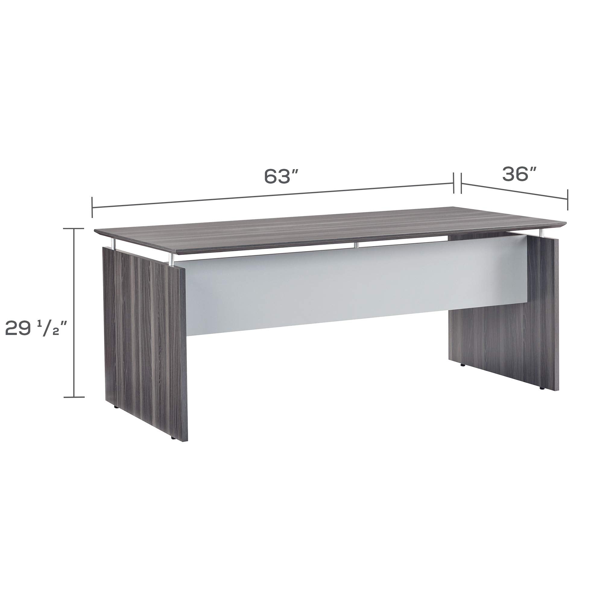 Mayline MNDS63LGS Medina Straight Edge Desk, 63"W, Gray Steel Laminate