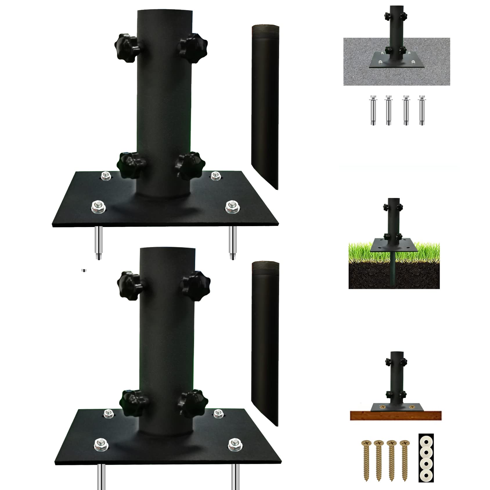 Atsasaye 2 Pcs Patio Umbrella Stand Multifunctional, Lawn Design With Ground Spike Fixing, Easy To Carry, Table Umbrella Base Fo