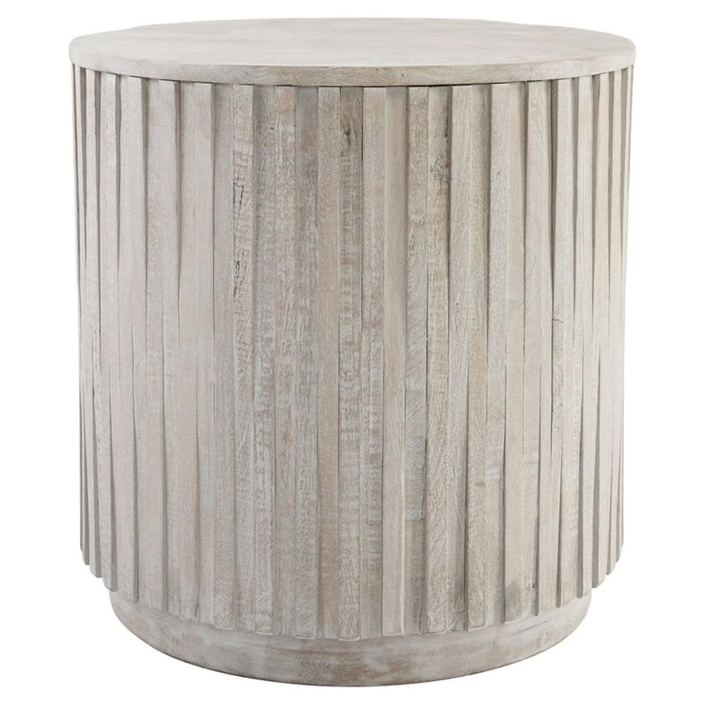 Kosas Home Maya 24X24 Round Mango Wood End Table In Sunbleached Gray