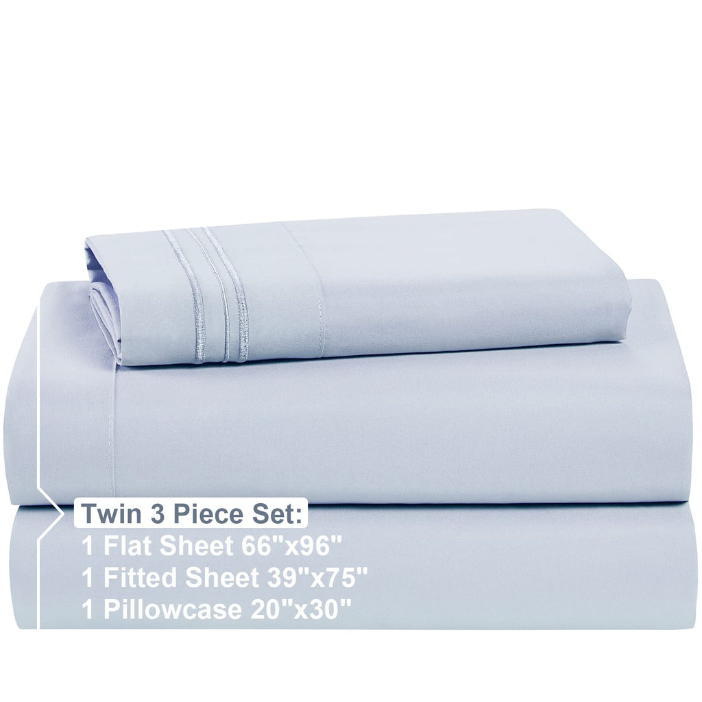 Nestl Extra Deep Pocket Fitted Sheet - 4 Piece Sheet Set - Super Deep Pocket - Ultra Deep Pocket Sheets - Deep Fitted Sheets Set - 54 X 75 Inches - Extra Deep Pocket Full Size Sheets - Ice Blue