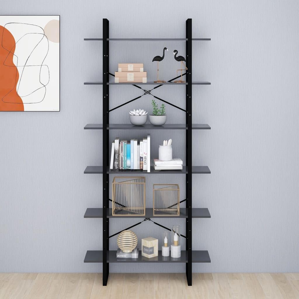 vidaXL High Cabinet Gray 39.4&quot;x11.8&quot;x82.7&quot; Engineered Wood