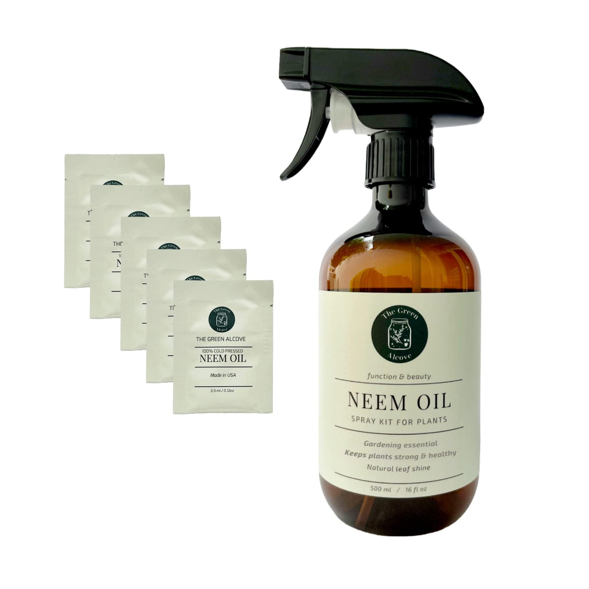 Neem Oil Spray Kit For Plants, Makes Five 16 Fl Oz - 100% Pure Cold Pressed Neem Spray For Indoor And Outdoor Garden Plants | Th