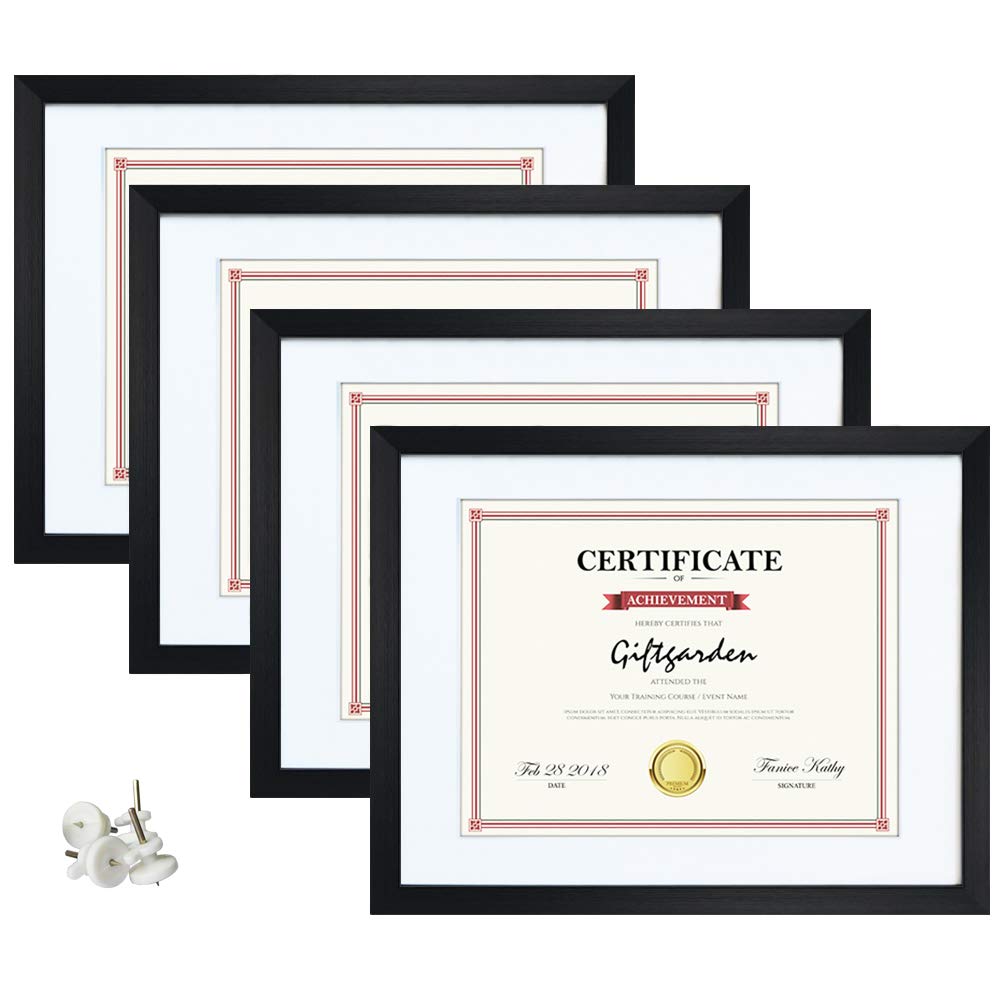 Giftgarden Black 8.5 x 11 Picture Frame with Mat, 10x13 Frame Matted to 8.5x11 Award Certificate Document Photo with Tempered Gl