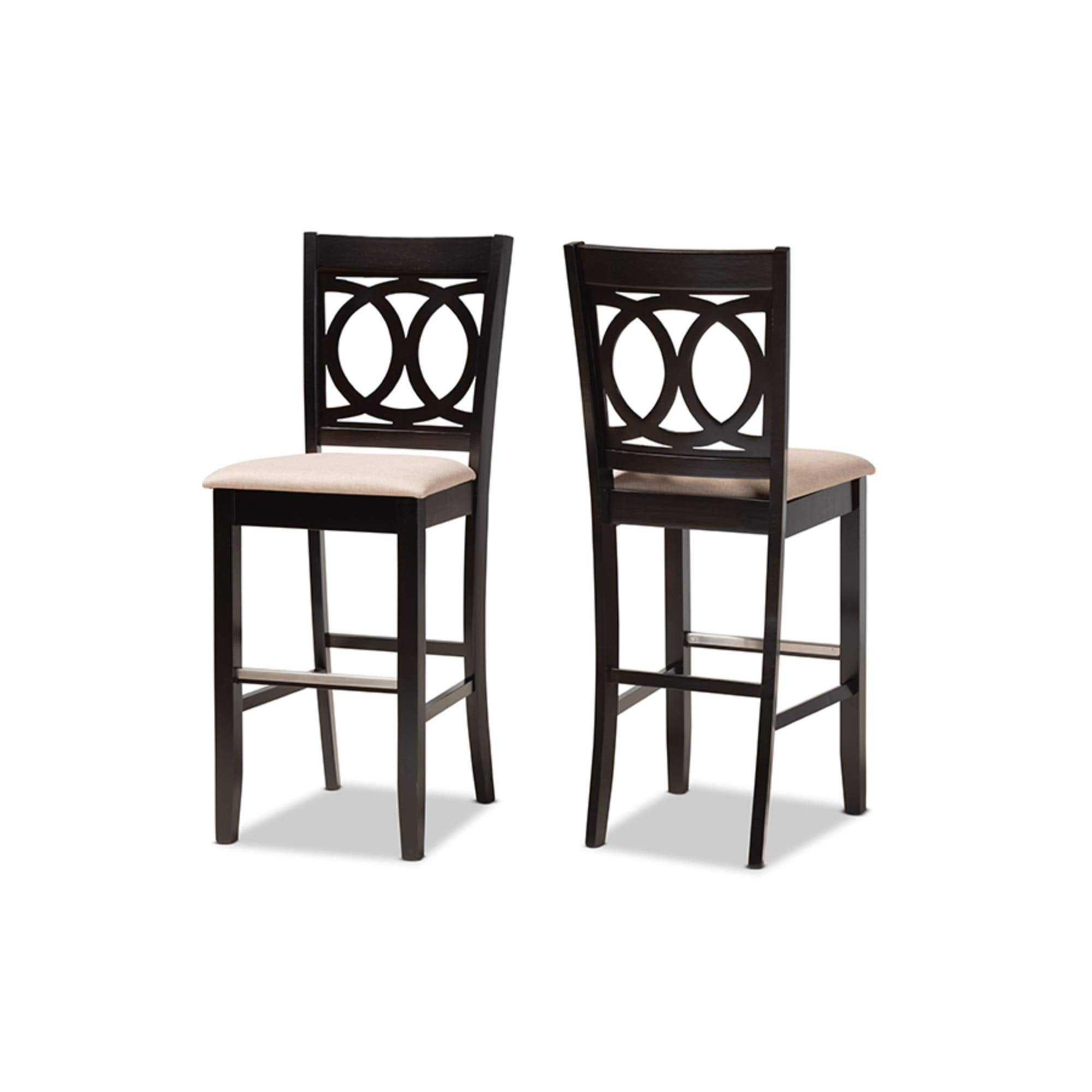 Baxton Studio Carson Modern and Contemporary Sand Fabric Upholstered and Espresso Brown Finished Wood 2-Piece Bar Stool Set