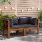 vidaXL Outdoor Solid Acacia Wood Corner Sofas with Dark Gray Cushions - Versatile, Robust, Weather-Resistant, and Comfortable - Ideal for Your Personalized Garden Lounge Set
