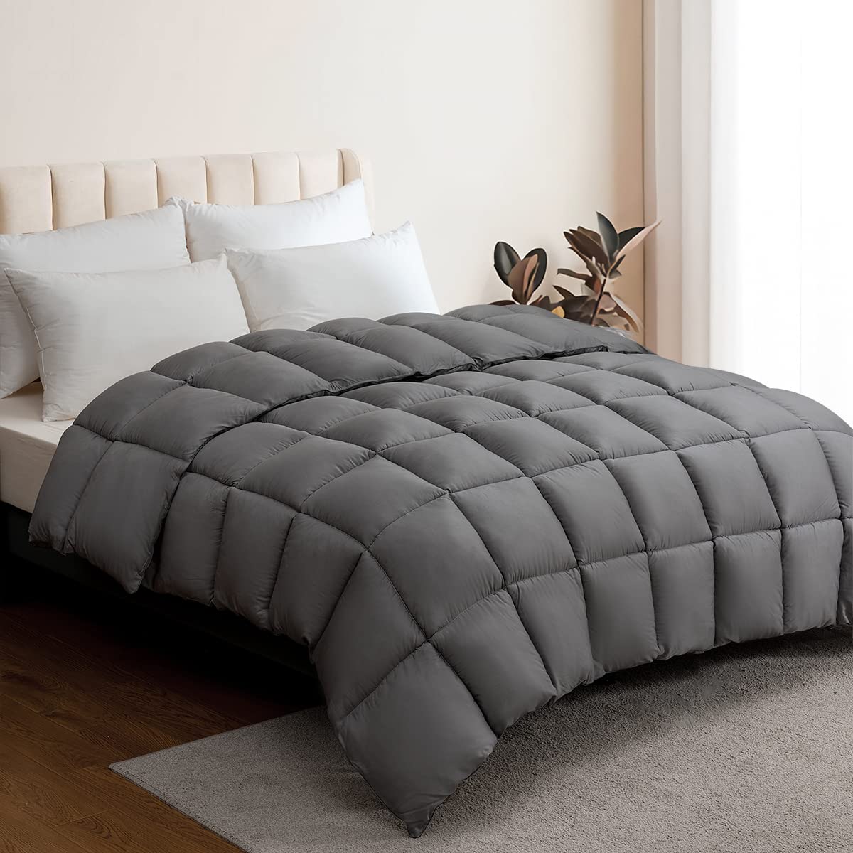 100% Viscose Made From Bamboo Comforter For Hot Sleepers- Breathable Cooling Silky Soft Duvet Insert Queen Size-With 8 Corner Ta