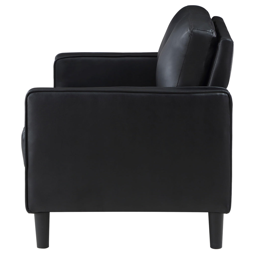 Coaster Home Furnishings Ruth Upholstered Track Arm Faux Leather Loveseat Black