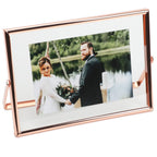 AhaGo Rose Gold Floating Frame (5x7   , Horizontal), For Picture Sizes 4x6, 3x5, 2x3, Tabletop Shelf Photo Frame, Home or Office