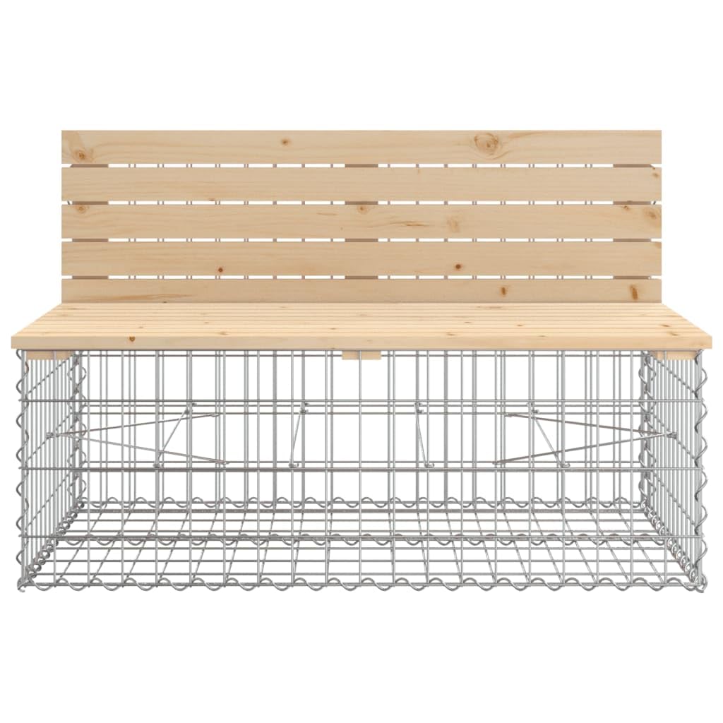 vidaXL Solid Pine Wood Patio Bench with Galvanised Steel Gabion Base