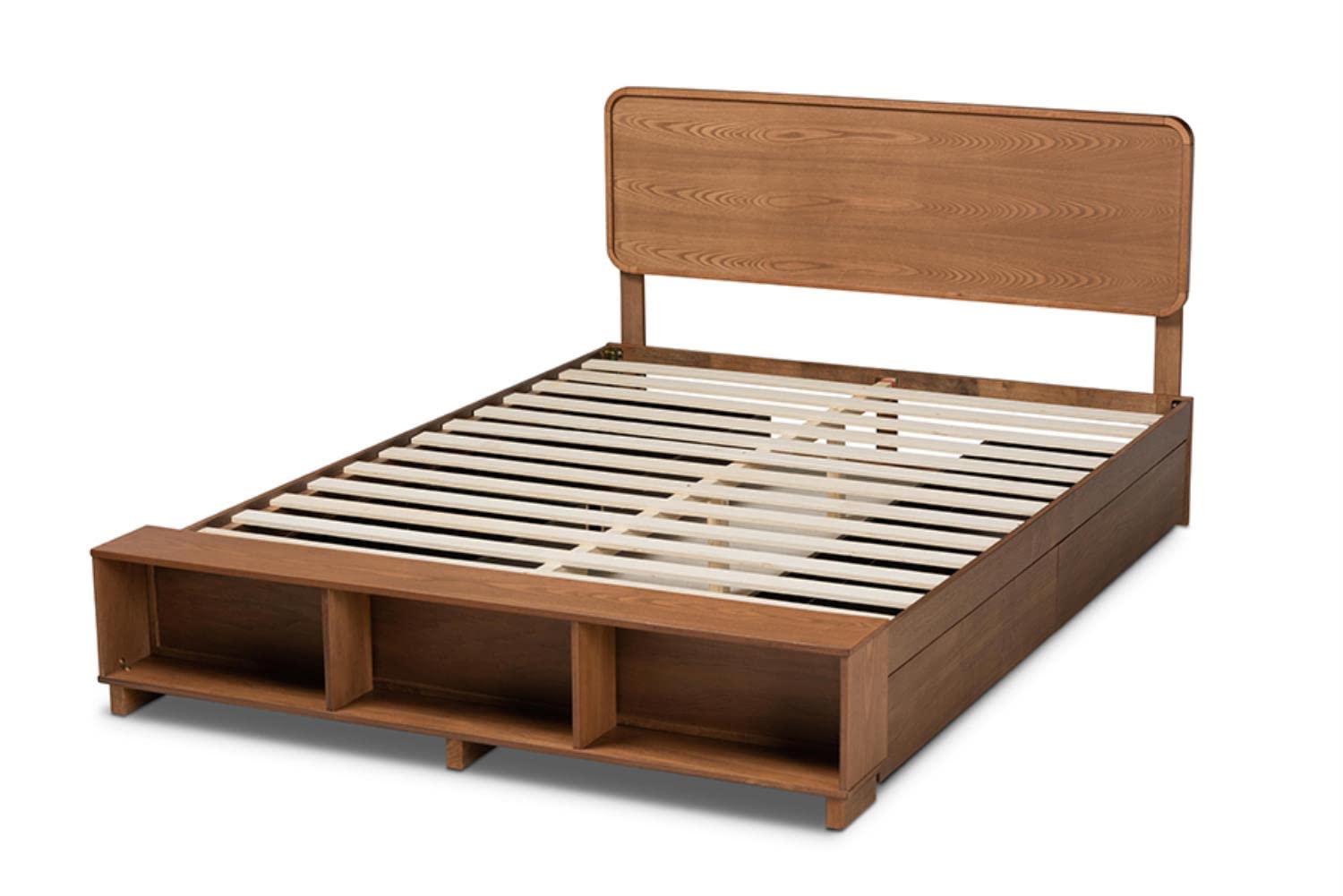 Baxton Studio Vita Modern Transitional Ash Walnut Brown Finished Wood 4-Drawer King Size Platform Storage Bed